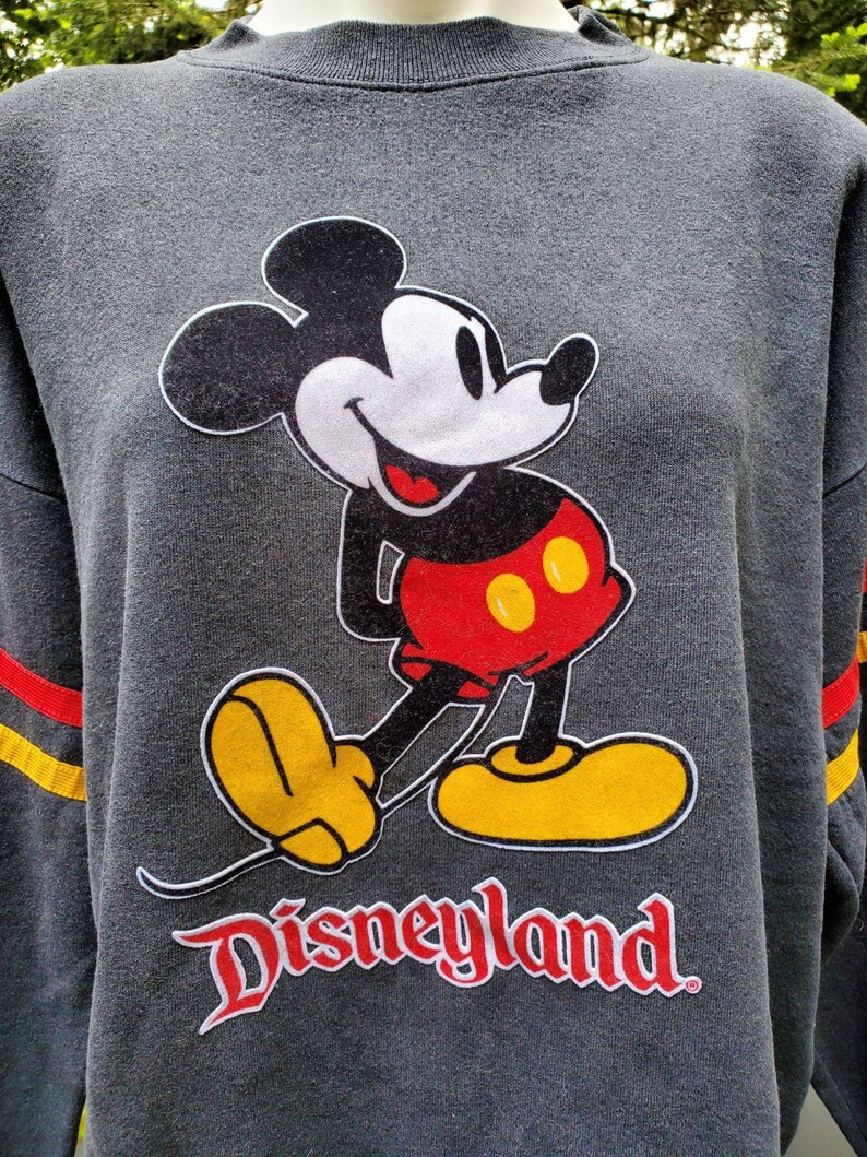 Vintage Disneyland Resorts Mickey Mouse Big Flocked Logo ...