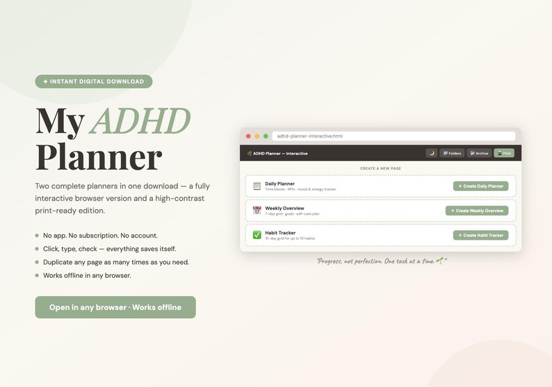 Simple ADHD Planner Printable Bundle · Daily Weekly Habit Tracker ...