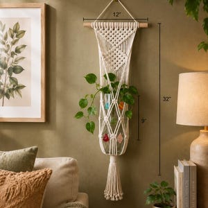 Handmade Macramé Plant Hanger with Glass Vase | Boho Wall Decor | Ready to Hang