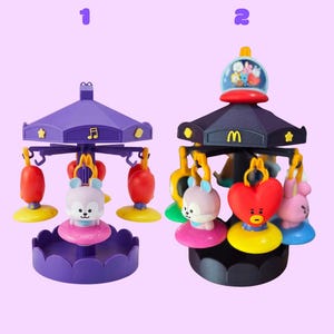 PRE-ORDER - BT21 Inspired Happy Meal Carousel Keychain Holder | Custom Spinning 3D Printed Desk Display Tray