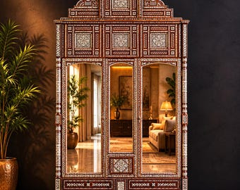 Monumental Syrian Damascene Mother-of-Pearl and Marquetry Armoire, one of a kind