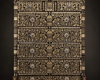 Grand Syrian Mother-of-Pearl Inlaid Chest with Architectural Dome Motifs, Early 20th Century, one of a kind