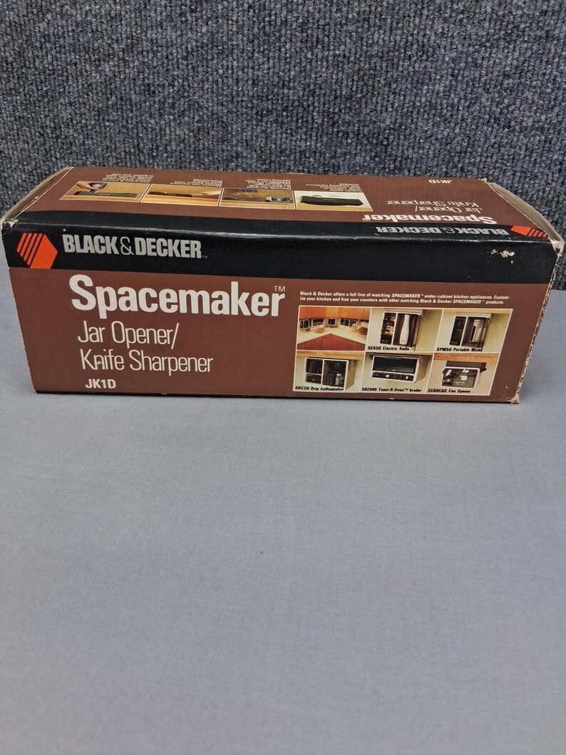 Vintage Black & Decker Spacemaker Jar Opener Knife Sharpener JK1D Black New image 5