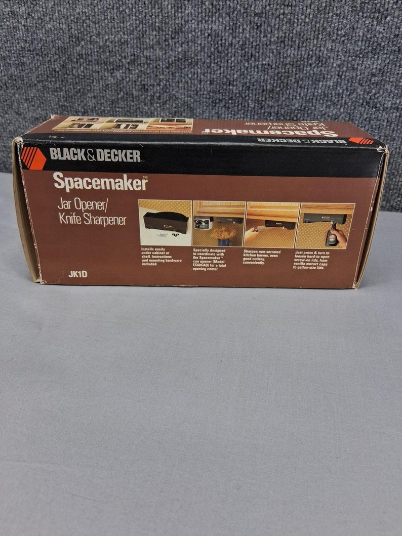 Vintage Black & Decker Spacemaker Jar Opener Knife Sharpener JK1D Black New image 6