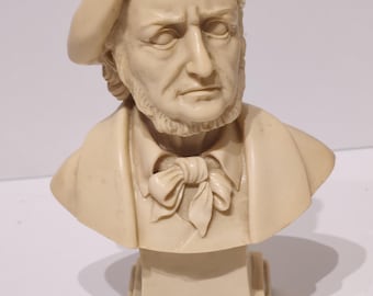 Figurka/ Popiersie Wagnera autorstwa G. Ruggieri alabastro vintage antyk