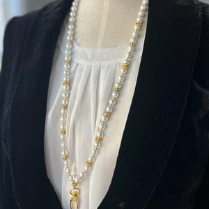 Perlen Badge Lanyard--Gold, Handgemachte Perle l ID Inhaber, Andenken Halskette Lehrer, Professionelle, Event-Teilnehmer