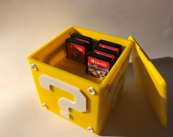 3D Gedruckter Fragen-Block-Schalter-Spiel-Halter | Nintendo Patrone Fall, Schreibtisch Organizer
