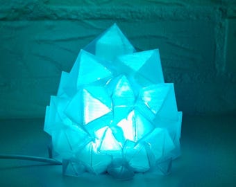 Lampe en cristal imprimée en 3D | Veilleuse LED Gem à facettes | Décoration de bureau bohème