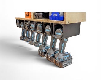 Unterschrank Bohrer & Werkzeughalter | 3D Gedruckter Werkstatt Organizer | 4 Größen + Batteriehalterung | Baukasten | Hergestellt in den USA