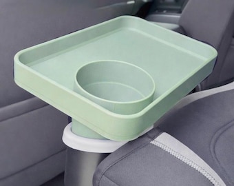 Bandeja para aperitivos y portavasos para asiento de coche / Organizador para el asiento trasero para niños / Accesorio para viajes por carretera / Bandeja para coche para niños pequeños con soporte para bebidas