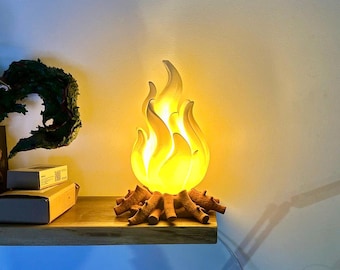 Magische Lagerfeuer LED Lampe | Flamme Nachtlicht | Gemütliches Cabochon Dekor | Camping Geschenk