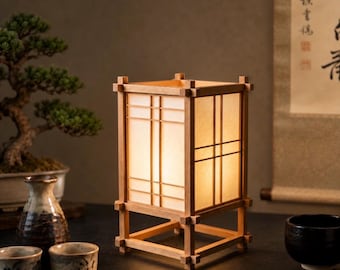 Japanese Shoji Style 3D Printed Lamp | Minimalist Zen Desk Light | Japandi Home Decor | Geometric LED Lantern | Modern Bedside Ambient Light