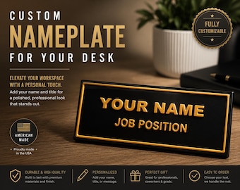 Custom 3D Printed Desk Name Plate | Personalized Office Sign for Dad | Modern PLA Nameplate for Work Desk, Boss Dad Gift, Office Decor