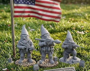 Taktischer Gartenzwerg | 3D Gedruckte Militär Figur | Bewehrte Rasendeko