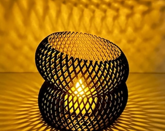 Ellipsischer geometrischer Teelichthalter, 3D gedrucktes minimalistisches Dekor, skulpturaler Kerzenständer