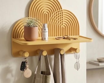Modernes Wand befestigtes Schlüsselhalter-Regal | 3D gedruckter Eingangsbereich, minimalistische Aufbewahrung