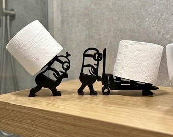 Soporte para papel higiénico con forma de Henchling amarillo / Decoración divertida para el baño / Soporte para papel higiénico único