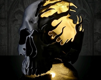 Lámpara de calavera rota / Luz nocturna LED gótica, decoración oscura