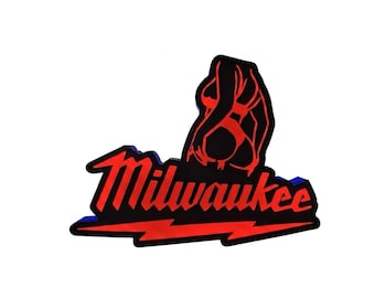 Milwaukee LED Garagenschild, 3D gedrucktes Werkstattdekor, Man Cave Light Box