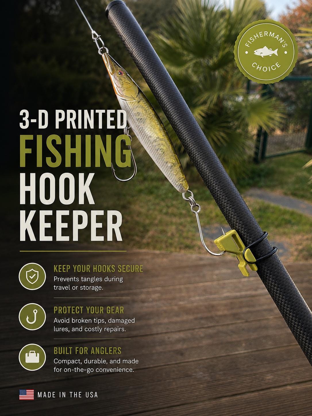 amazing fish hook storage and protection Guardian | Fishing Hook & Lure Safety Holder Featuring puncture 3D Printed Fishing Hook Keeper