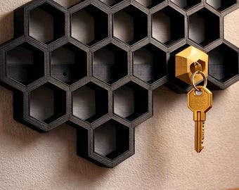 Wabenschlüsselhalter | Dekorative Wand Schlüsselbrett | Geometrischer Eingangsbereich