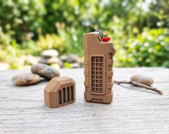 3D gedrucktes taktisches BIC Feuerzeug | Strukturierte Griffhülse | EDC Feuerzeughalter für Camping, Jagd & Survival Equipment | Geschenk für Ihn