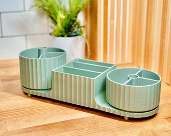360 Rotierender Badezimmer Organizer | 3D gedruckter Make-up-Hautpflege-Arbeitsplatten-Caddy