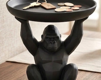 3D gedrucktes Gorilla Valet Tablett | EDC Catchall für Männer | Gorilla Schreibtisch Organizer | Einzigartiges Tier Geschenk für Ihn | Nachttisch & Organizer im Eingangsbereich