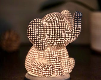Lampe LED éléphant | Veilleuse géométrique animal | Décoration Safari pour chambre de bébé | Cadeau éléphant