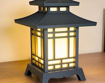 Lámpara de mesa china, lámpara de escritorio minimalista estilo farol oriental, decoración zen para el hogar, lámpara de mesita de noche moderna estilo bohemio, estilo asiático tradicional.