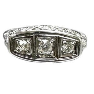 Antique Diamond Filigree Ring, Edwardian Period