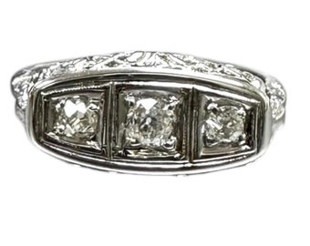 White Gold Diamond Filigree Ring, Edwardian Diamond Filigree Ring, Filigree Ring, Antique Filigree Ring, Antique Diamond Ring, Antique Ring