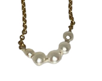 14 Karat Yellow Gold Chain with Five Graduated Pearls, Necklace to Add Pearls To, Pearl Necklace, Starter Pearl Necklace