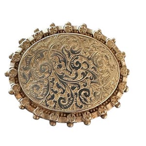 Sterling Silver Rococo Brooch Locket – Ornate Oval Pin with Hidden Photo Frame