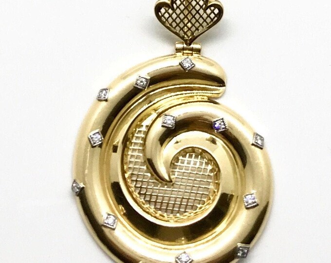 Vintage 14k Gold Diamond Spiral Pendant