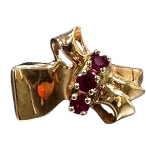 Retro 14k Rose Gold Ruby Ring - July Birthstone
