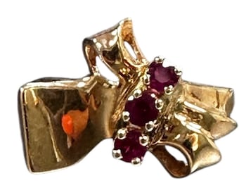 Retro 14k Rose Gold Ruby Ring - July Birthstone