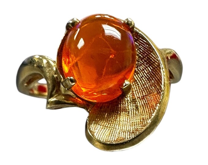 Opal Ring, "Mexican" Opal Ring, Free Form Opal Ring, Yellow Gold Opal Ring, Vintage Opal Ring, October Birthstone Ring, October Birthstone