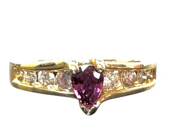 Elegant Vintage Ruby & Diamond Ring in 14k Gold, July Birthstone