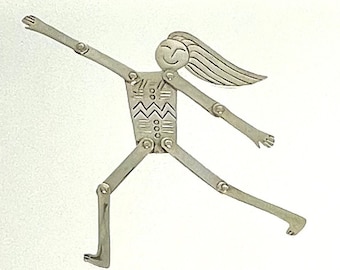 Vintage Phyllis Woods Sterling Silver Figural Brooch - Moveable Limbs