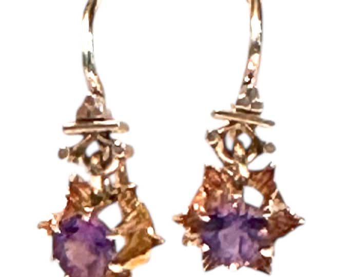 Pierced Antique Amethyst Dangle Earrings - Intricate Victorian Style Jewelry