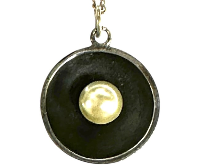 Sterling Silver Pearl Pendant Signed Delfino Mexico E Anchor Mark on a Sterling Silver Chain