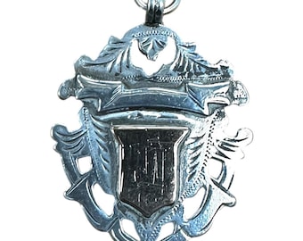 Hallmarked Sterling Silver Medal Pendant with Gold Plated Shield Center