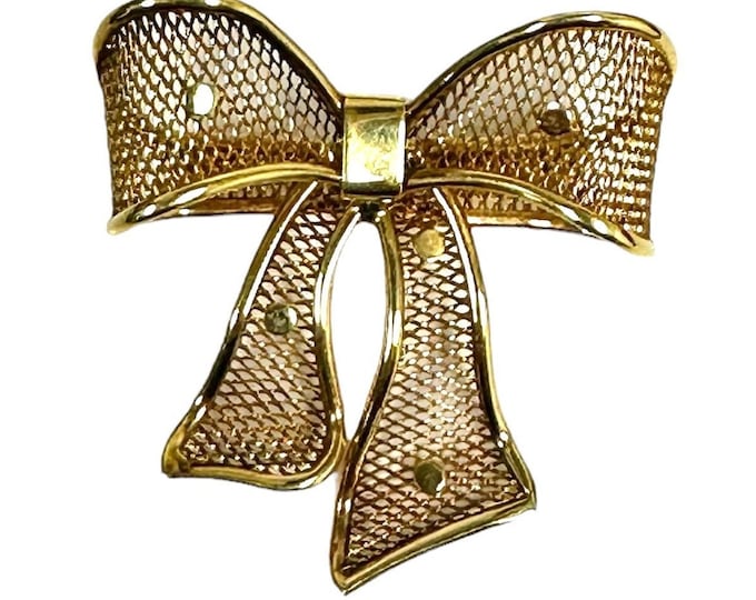 Sophisticated 14 Karat Yellow Gold Bow Pin/Brooch – Italian Craftsmanship