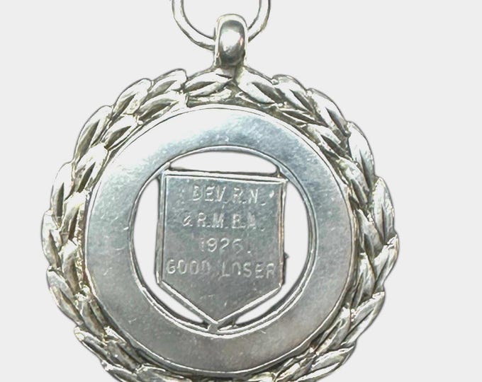 Antique Hallmarked Sterling Silver Medal Charm or Pendant Celebrating a Good Loser