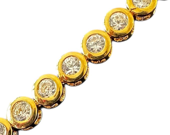 Gold Plated Sterling Silver CZ Bracelet-Bezel Set Sparkle