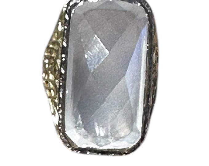 Edwardian Filigree Moonstone Ring-14 Karat White Gold Vintage Antique Ring-Faceted Moonstone-Estate Fine Jewelry