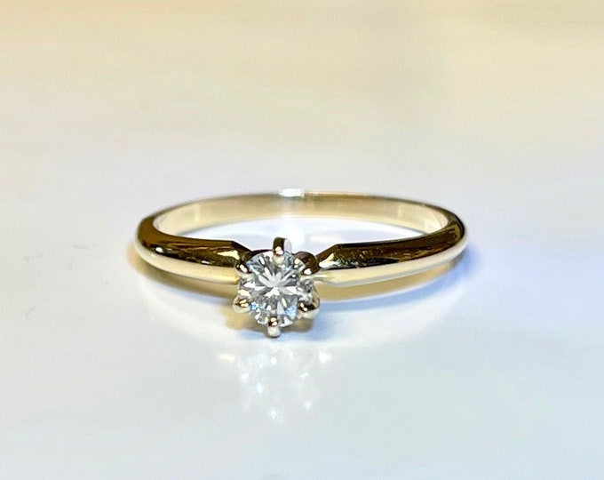 Yellow Gold Vintage Diamond Engagement Ring, Solitaire Diamond Ring, Engagement Ring, Vintage Engagement Ring, Solitaire Engagement Ring