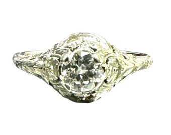 European Cut Diamond Filigree Ring - Vintage Sparkle for Her Finger