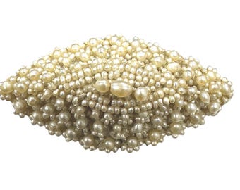 Vintage Georgian Era Woven Pearl Brooch, 14K Gold Pin Back